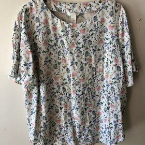 Flutter sleeve floral blouse